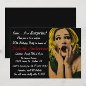 Retro Surprise verjaardagsfeestje uitnodiging voor (Voorkant / Achterkant)