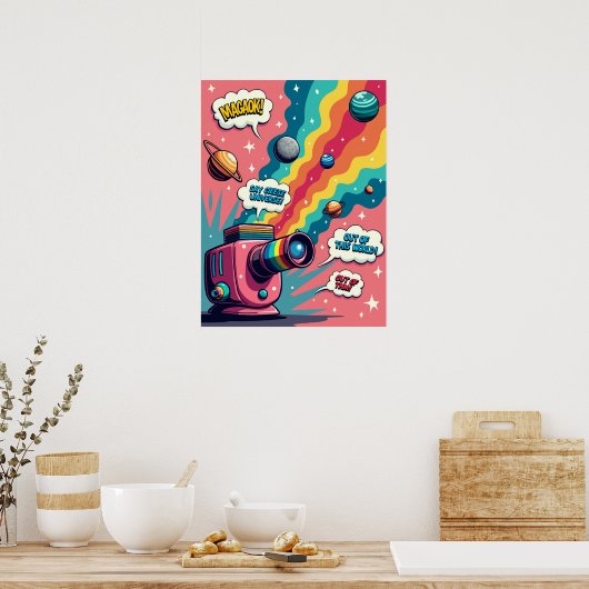 Retro Surrealisme - Pop Art Cosmic Camera Poster (Keuken)