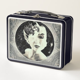 Retro Surrealistische Art Deco Maan Dame