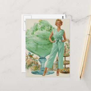 Retro Surrealistische Vrouw en Snoepjes Briefkaart
