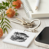 Retro Surven Van & Palm Trees Design Sleutelhanger (Voorkant Rechts)