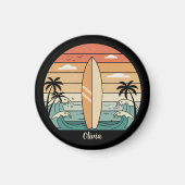 Retro Surven Vibes - Surfboard & Waves Magneet (Voorkant)