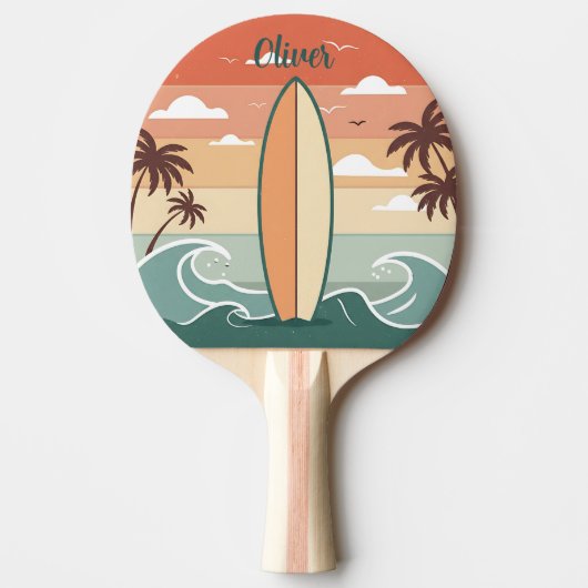 Retro Surven Vibes - Surfboard & Waves Tafeltennisbatje (Voorkant)