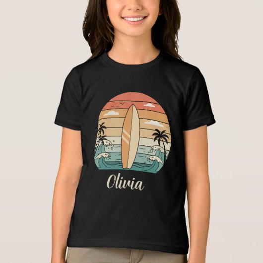 Retro Surven Vibes - Surfboard & Waves Tri-Blend Shirt (Voorkant)