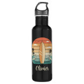 Retro Surven Vibes - Surfboard & Waves Waterfles (Voorkant)