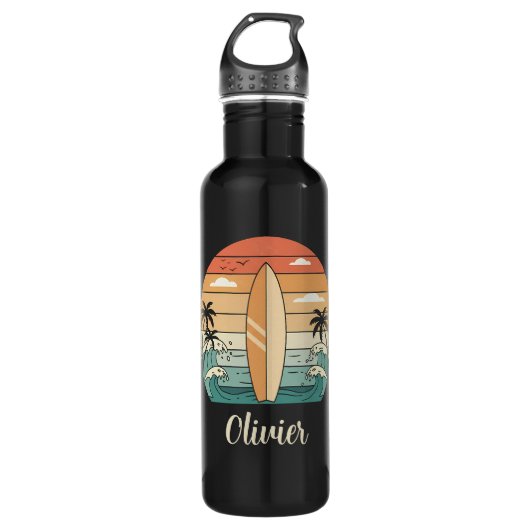 Retro Surven Vibes - Surfboard & Waves Waterfles (Voorkant)
