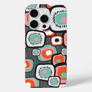 Retro Sushi Box Bloemvierkanten Kleurrijk Patroon iPhone 15 Pro Case