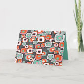 Retro Sushi Roze Flowers Unique Squares Pattern Bedankkaart (Voorkant)