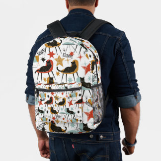 Retro Swanky Zwarte Kat in Atomic MCM Rugzak