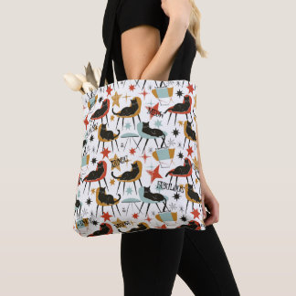 Retro Swanky Zwarte Kat in Atomic MCM Stoeltas Draagtas