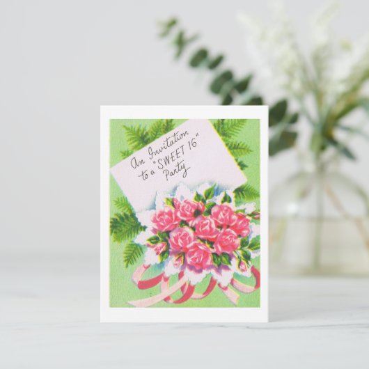 Retro Sweet 16 Invitation (Debout devant)