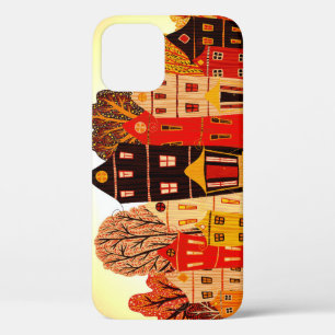 Retro Sweet Home Poster: Cartoon huizen iPhone 12 Hoesje