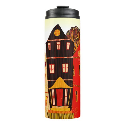 Retro Sweet Home Poster: Cartoon huizen Thermosbeker (Voorkant)