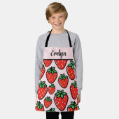 Retro Sweet Strawberry Cartoon Personalized Schort (Gedragen)