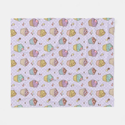 Retro Sweets Pattern Fleece Deken (Voorkant (Horizontaal))
