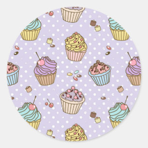Retro Sweets Pattern Ronde Sticker