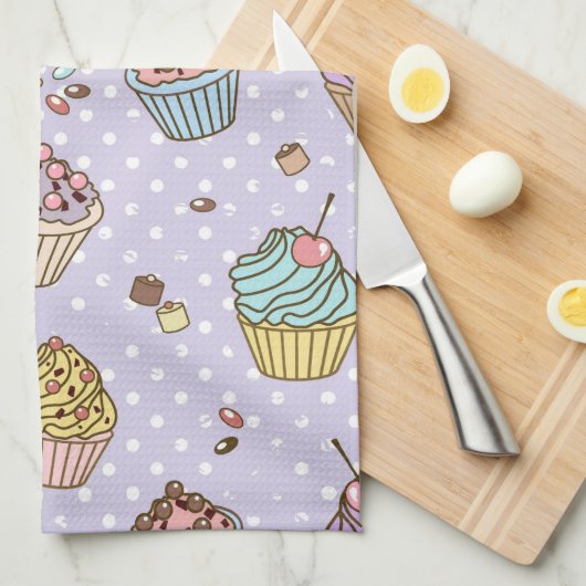 Retro Sweets Pattern Theedoek (Quarter Fold)