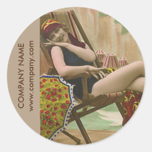 retro swimsuit mode schoonheid looning salon ronde sticker