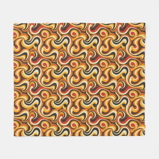 Retro Swirl Abstract Pattern-Bold Kleuren Fleece Deken (Voorkant (Horizontaal))