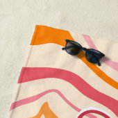 Retro Swirl Abstract Wave Roze Sinaasappel Aangepa Strandlaken (In situ)