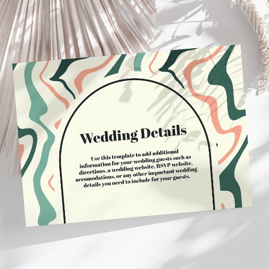 Retro Swirl Arch Mint Groen Roze Bruiloft Details Informatiekaartje