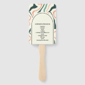 Retro Swirl Arch Mint Groen Roze Bruiloft Programm Handwaaier (Achterkant)