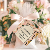 Retro Swirl Arch Roze Zwart Goud Bruiloft Dank u Bedankjes Labels
