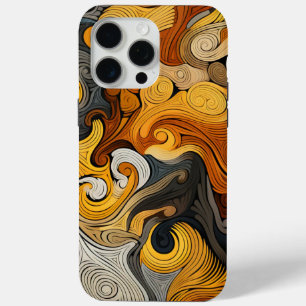 Retro Swirl Patroon Kleurrijke Digitale Print iPhone 15 Pro Max Hoesje