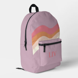 Retro Swirl Roze Paars Bedrukte Rugzak