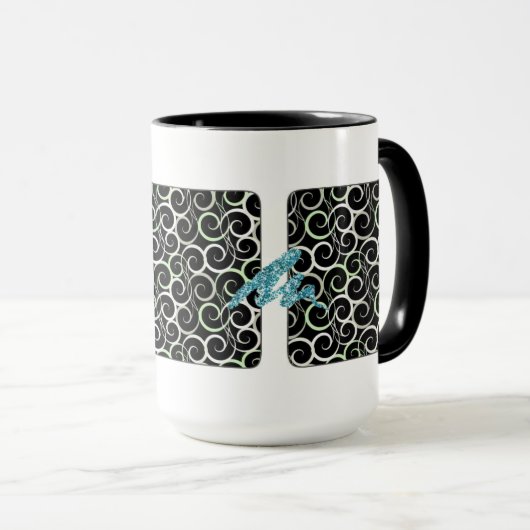 RÉTRO SWIRLS DESIGNER CAFÉ MUG (Devant droit)