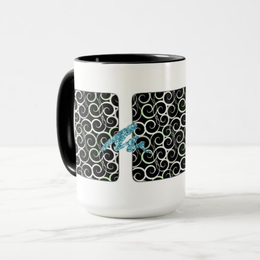 RETRO SWIRLS DESIGNER COFFEE MOK (Voorkant links)