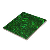 Retro Swirls Emerald Green Tile Tegeltje (Zijkant)