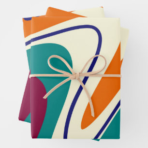 Retro Swirls - Klassieke jaren 70 stijl Inpakpapier Vel