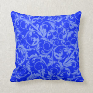 Retro Swirls Sapphire Blue Sierkussen