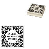 Retro Swirls Wooden Ex Libris Art Stamp Rubberstempel (Gestempeld)