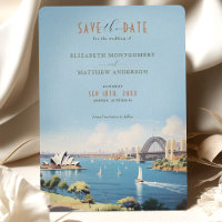Retro Sydney Australië Reizen Save-the-Date