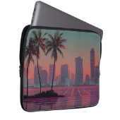 Retro Synthwave Cityscape Sunset Laptop Sleeve (Voorkant Rechts)