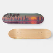 Retro Synthwave Cityscape Sunset Skateboard (Horizontaal)