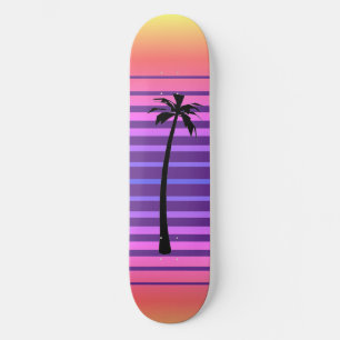 Retro Synthwave met Palm Tree Skateboard