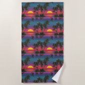 Retro Synthwave Palm Tree Sunset Pattern Strandlaken (Voorkant)