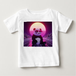 Retro Synthwave Panda met Roze Zonnebril