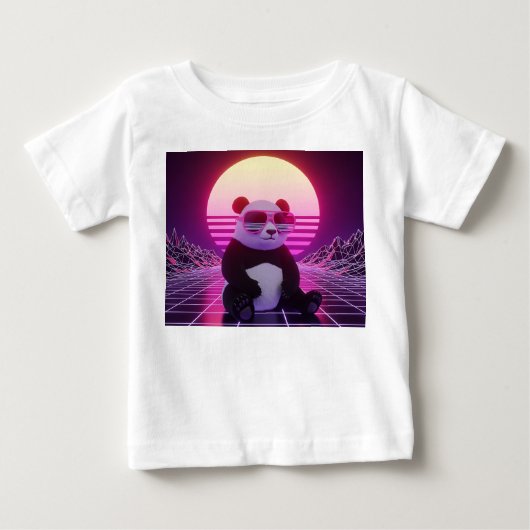 Retro Synthwave Panda met Roze Zonnebril (Voorkant)