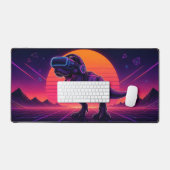 Retro Synthwave VR T-Rex Gaming Desk Mat (Clavier et souris)
