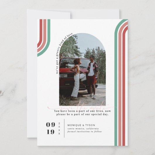 Retro Szevties | Foto maken Datum opslaan Save The Date (Voorkant)