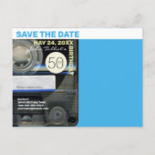 Retro T1 Audiotape 50ste verjaardag Party Opslaan Uitnodiging Briefkaart (Achterkant)