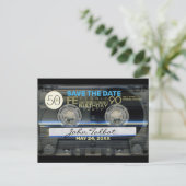 Retro T1 Audiotape 50ste verjaardag Party Opslaan Uitnodiging Briefkaart (Staand voorkant)