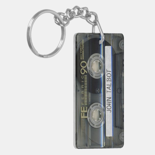 Retro T1 Audiotape Mixtape Cassette, gepersonalise Sleutelhanger (Voorkant Links)