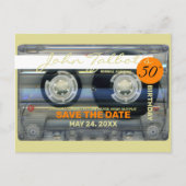 Retro T2 Audiotape 50e verjaardag BEWAREN DE DATUM Uitnodiging Briefkaart (Voorkant)