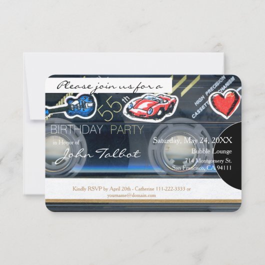 Retro T3 Audiotape 55e anniversaire Invitation de  (Dos)