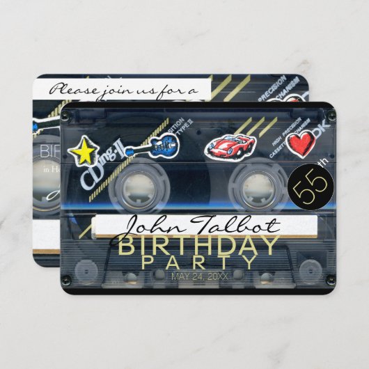 Retro T3 Audiotape, 55e verjaardag Uitnodiging (Voorkant / Achterkant)